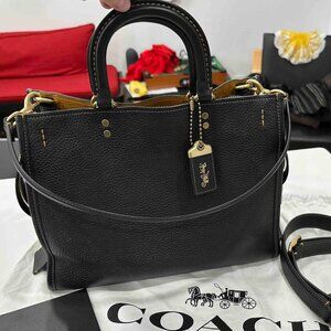 Authentic COACH Rogue 30/31 Black Leather + Brass w/ dustbag, some tags